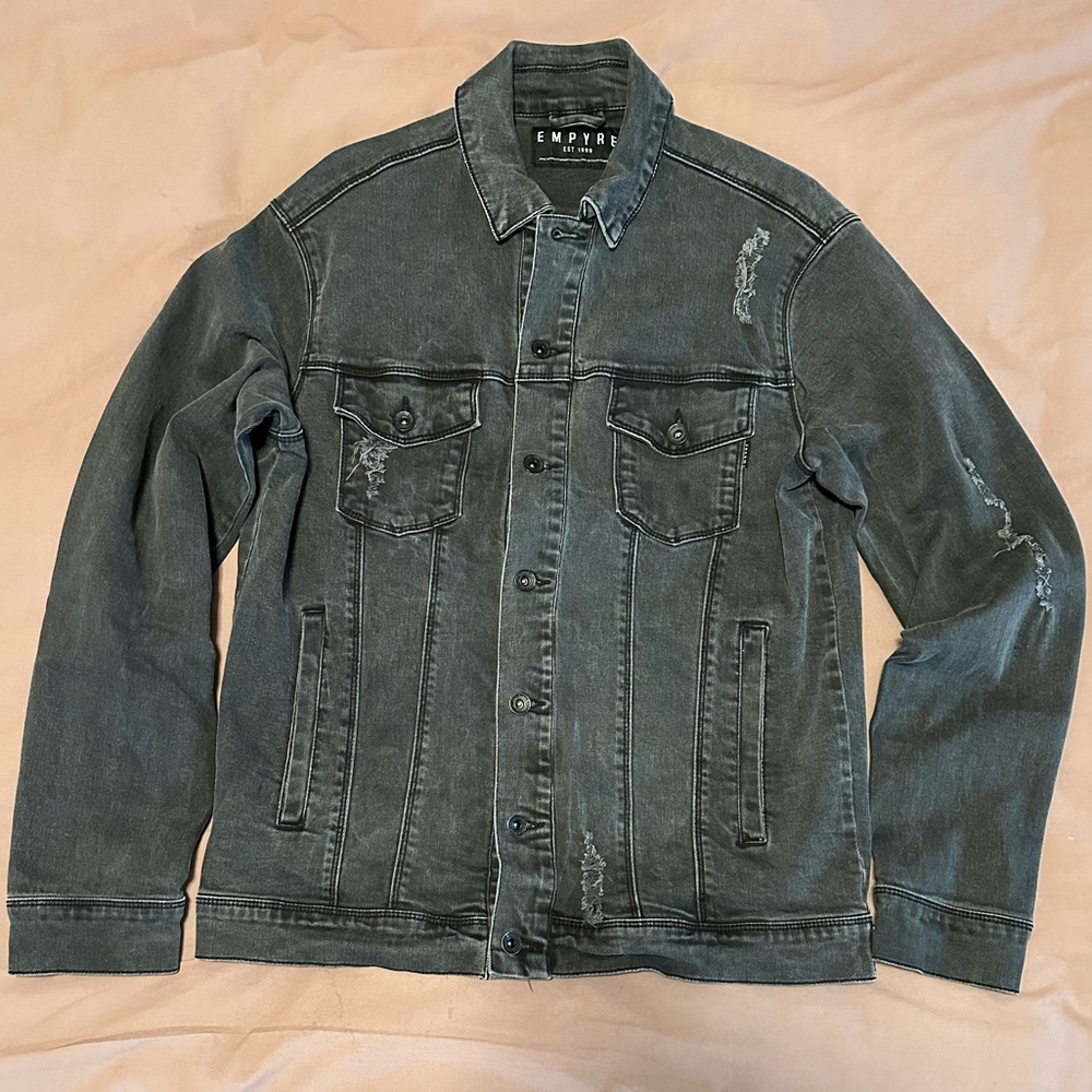 Men's Distressed Black Denim Jacket